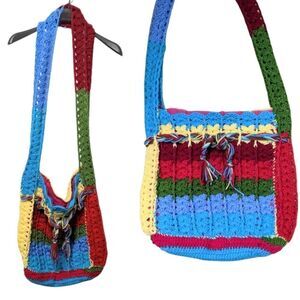 HANDKNIT Rainbow Crossbody Slouchy Bag